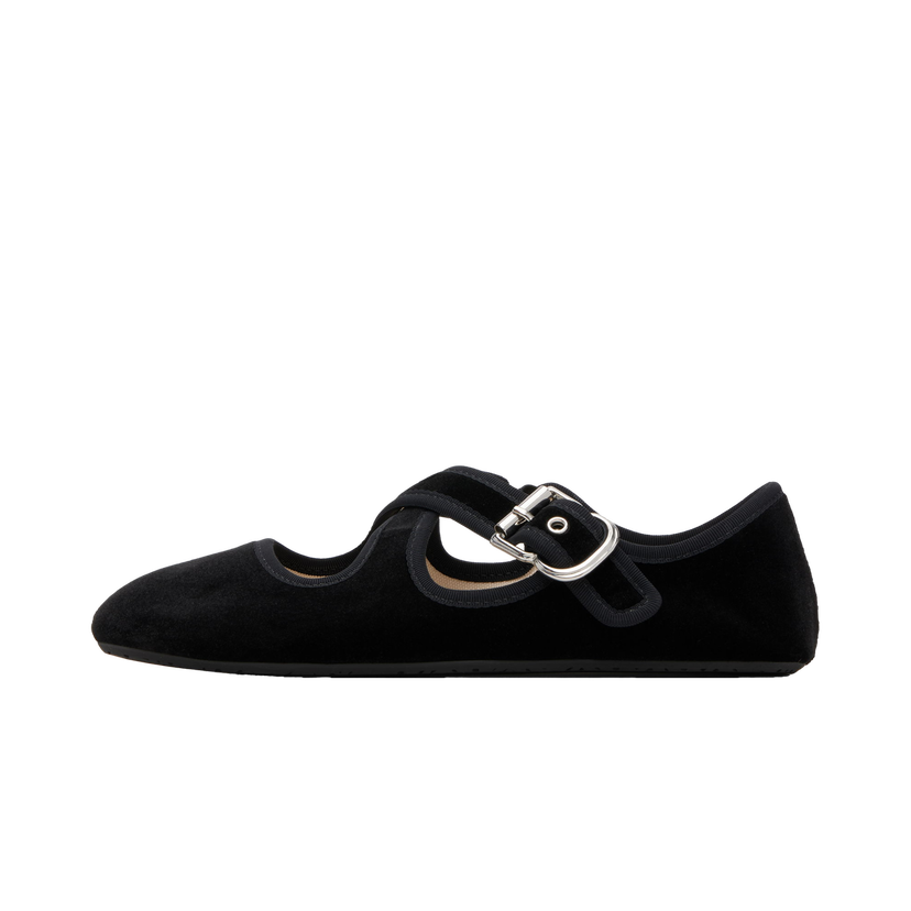 Sneakers och skor Alaïa ALAÏA Criss Cross Velvet Ballerina Flats Svart | AA3A046TK059