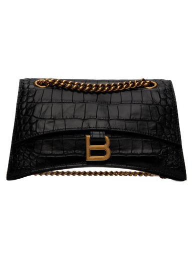 Axelväska Balenciaga Croc Embossed Small Crush Shoulder Bag Svart | 716351 210IX