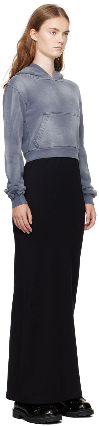 Kjol We11done We11done Layered Hoodie Maxi Dress Svart | WD-TH2-24-838-W-CH, 1