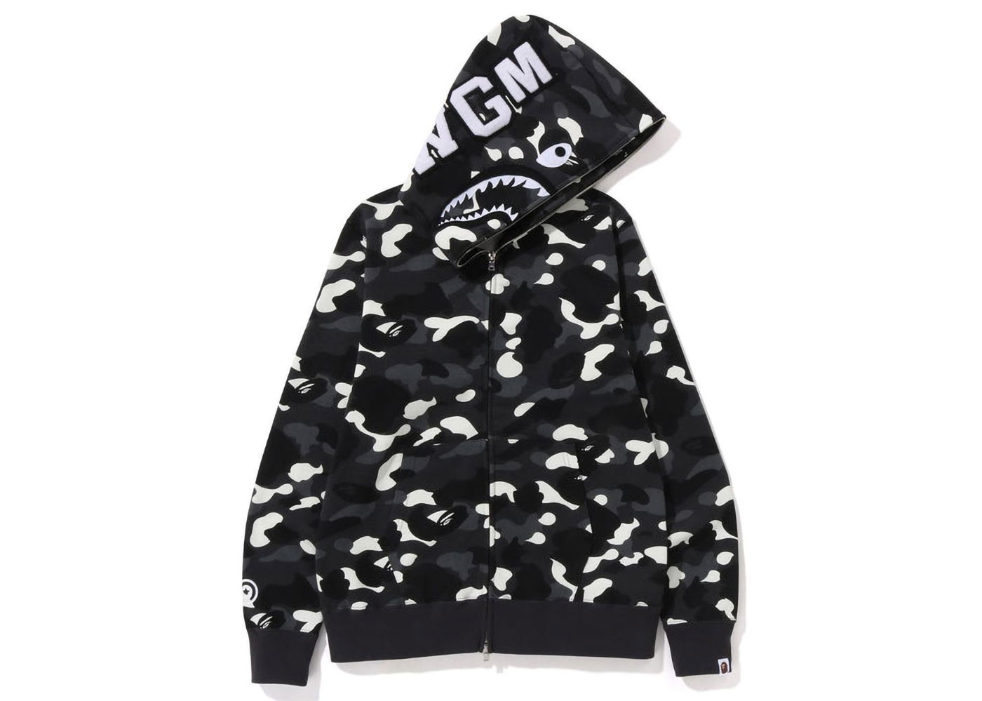 Sweatshirt BAPE City Camo Shark Full Zip Hoodie Svart | 1J20-115-002, 0