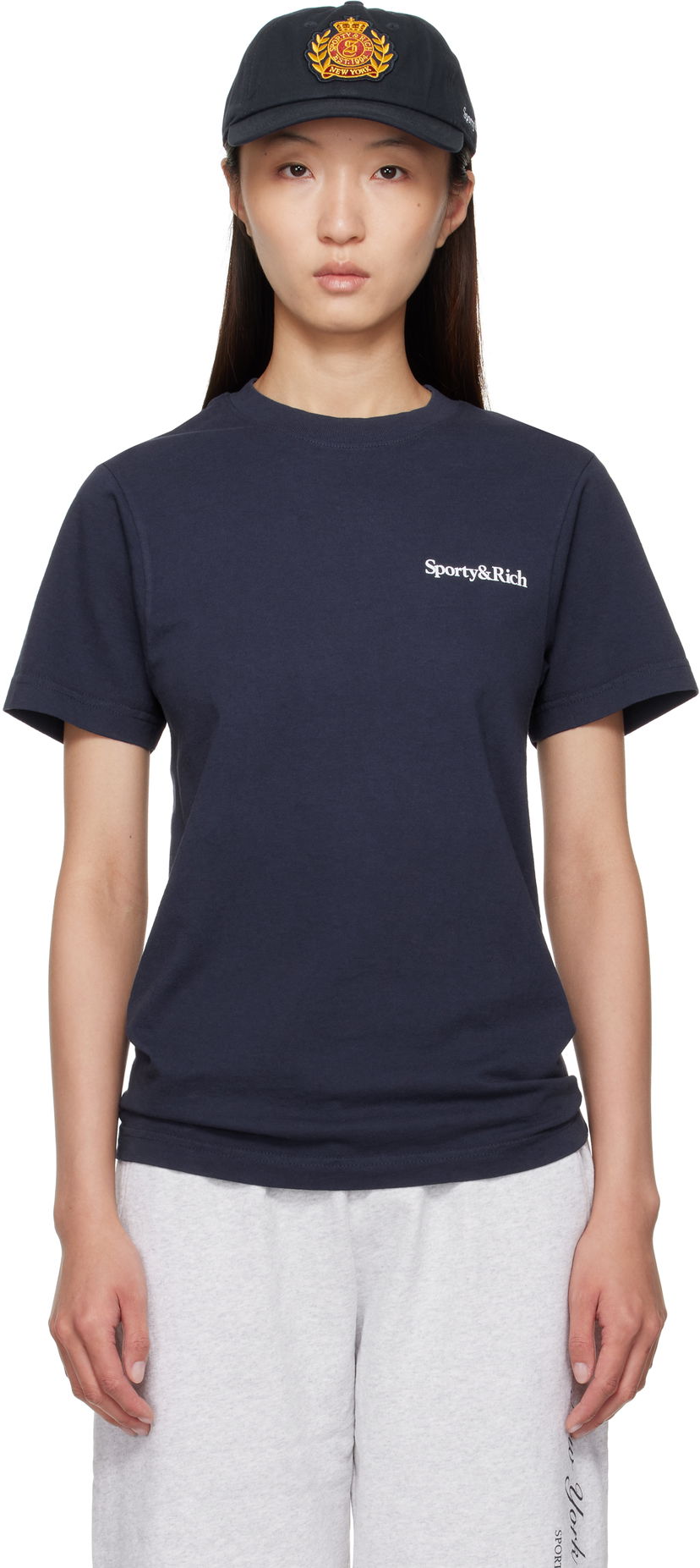 T-shirt Sporty & Rich Sporty & Rich 'Health is Wealth' Tee Mörkblå | TO043602006BL106