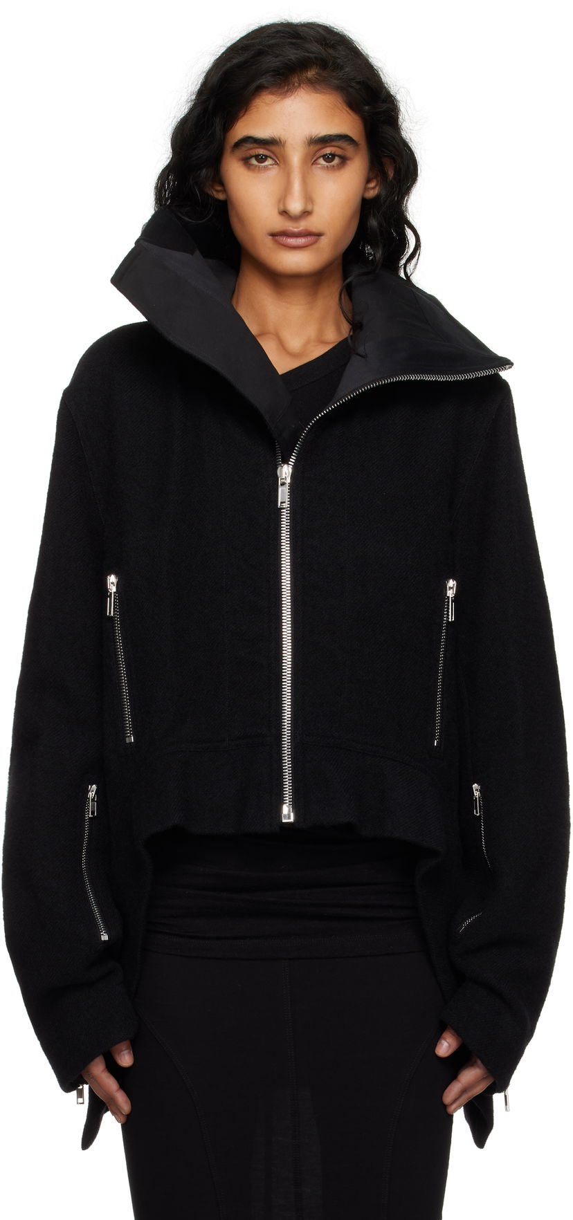 Jacka Rick Owens Rick Owens Concordians Exploder Cropped Jacket Svart | RP02E4722 WBD