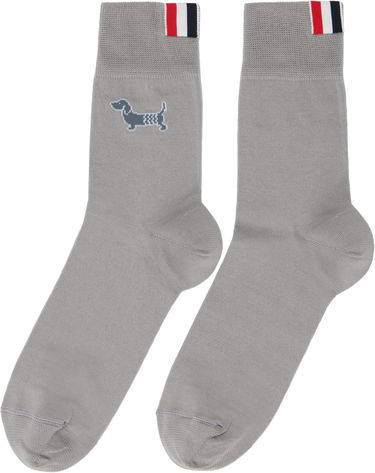 Strumpor Thom Browne Cotton Crew Socks With Dog Embroidery Grå | FAS220A-Y3012, 1