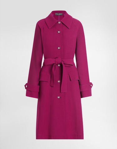 Rockar Dolce & Gabbana Dolce & Gabbana Single-Breasted Wool Crepe Coat with Belt Rosa | F0GHETFU2TZR0718, 0