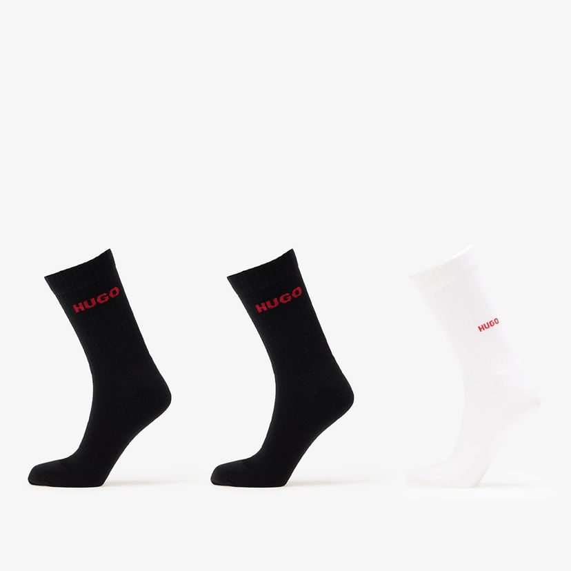 Strumpor BOSS HUGO Three-Pack Ribbed Socks with Logo Embroidery Vit | 50546351-960