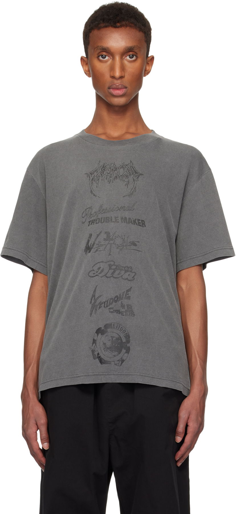 T-shirt We11done We11done Multi Logo Graphic T-Shirt Grå | WD-TT3-24-777-U-CH