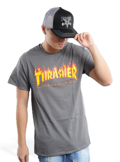 T-shirt Thrasher Flame Logo Tee Grå | 110102