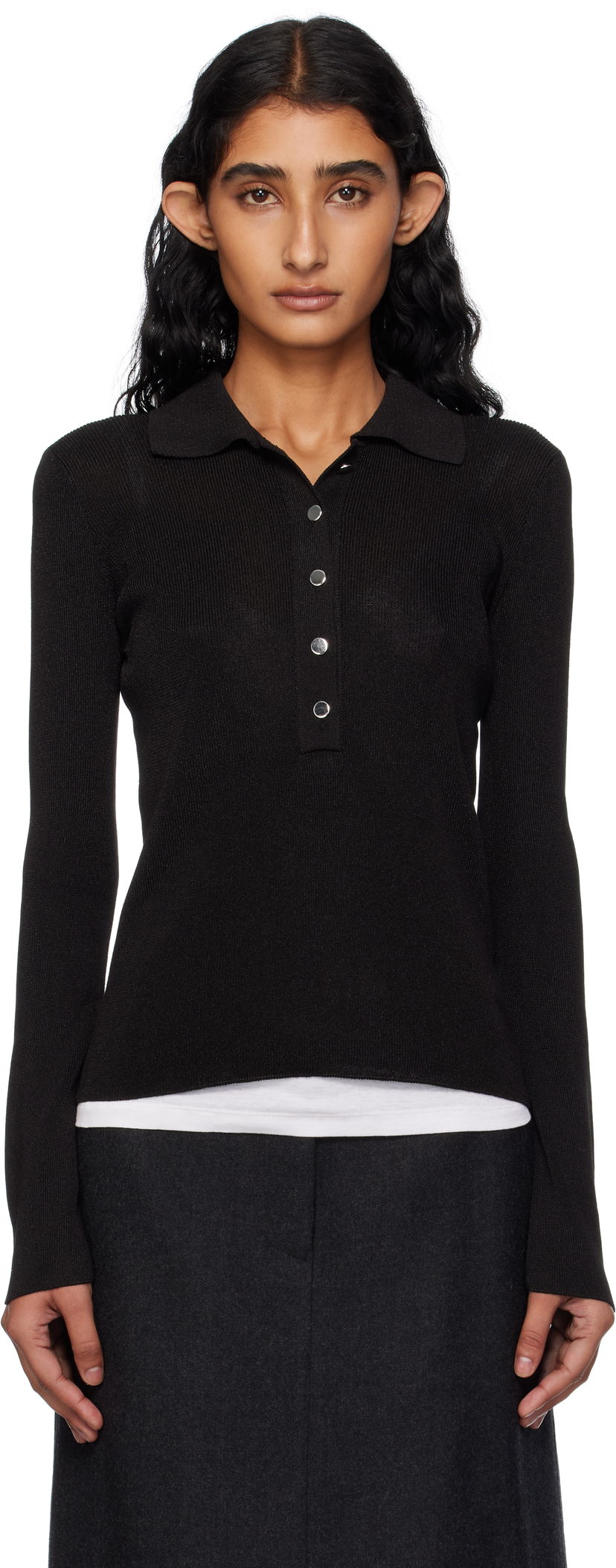 Polotröja A.P.C. A.P.C. Mila Knit Polo Top Svart | VIAMD-F23433