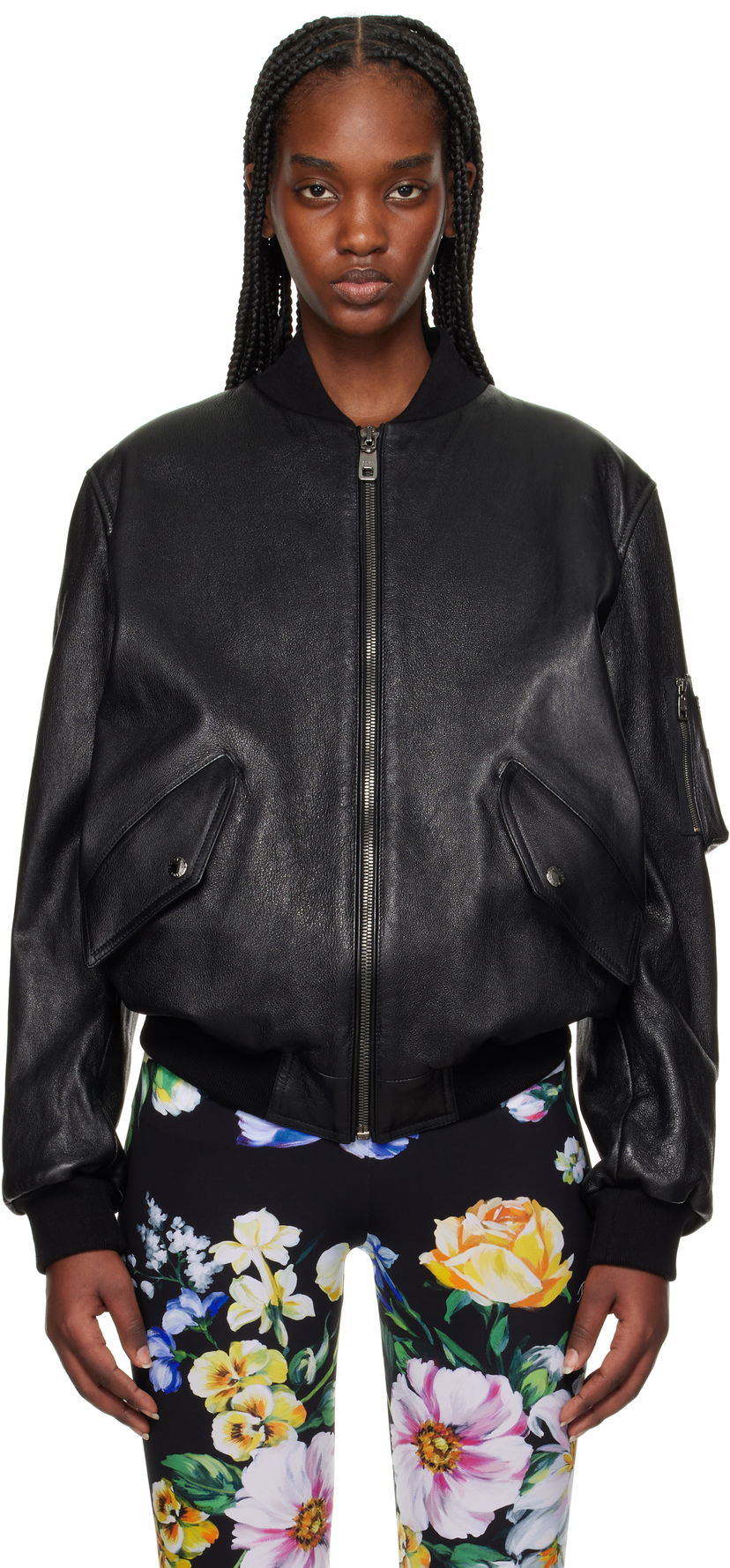 Bomberjacka Dolce & Gabbana Dolce&Gabbana Nappa Leather Bomber Jacket Svart | F9S37L HULQJ