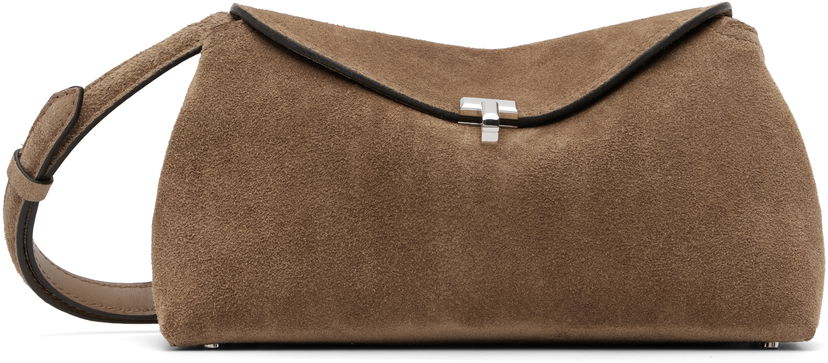 Handväska TOTEME Totême T-Lock Suede Clutch Brun | 241-WAL944-LE0004