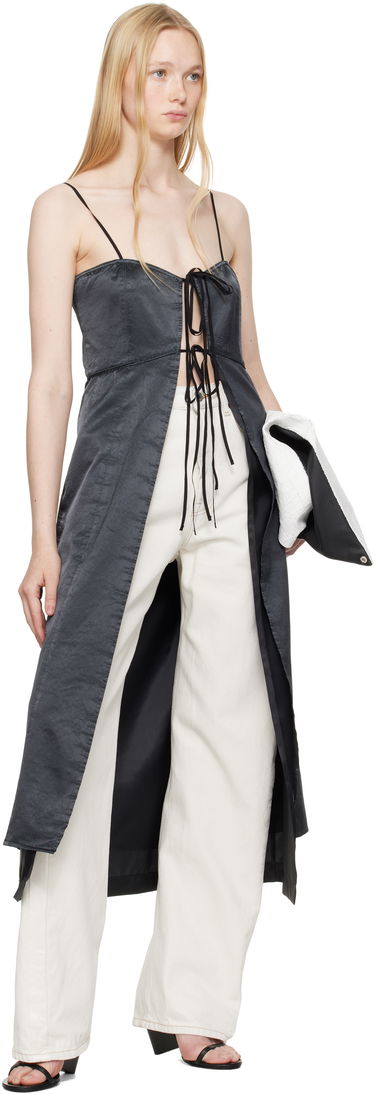 Klä Maison Margiela MM6 Maison Margiela Washed Viscose Satin Tie-Front Dress Top Svart | S62DD0041 M35452, 3