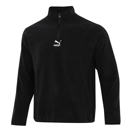 Sweater Puma Classics Polar Fleece Half Zip Stand Collar Knit Svart | 533121-01