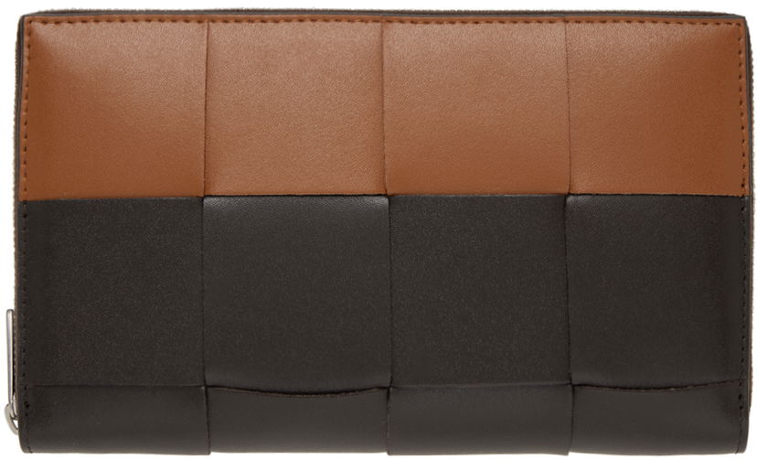 Plånbok Bottega Veneta Brown & Tan Cassette Zip Around Wallet Brun | 748054V4HD3