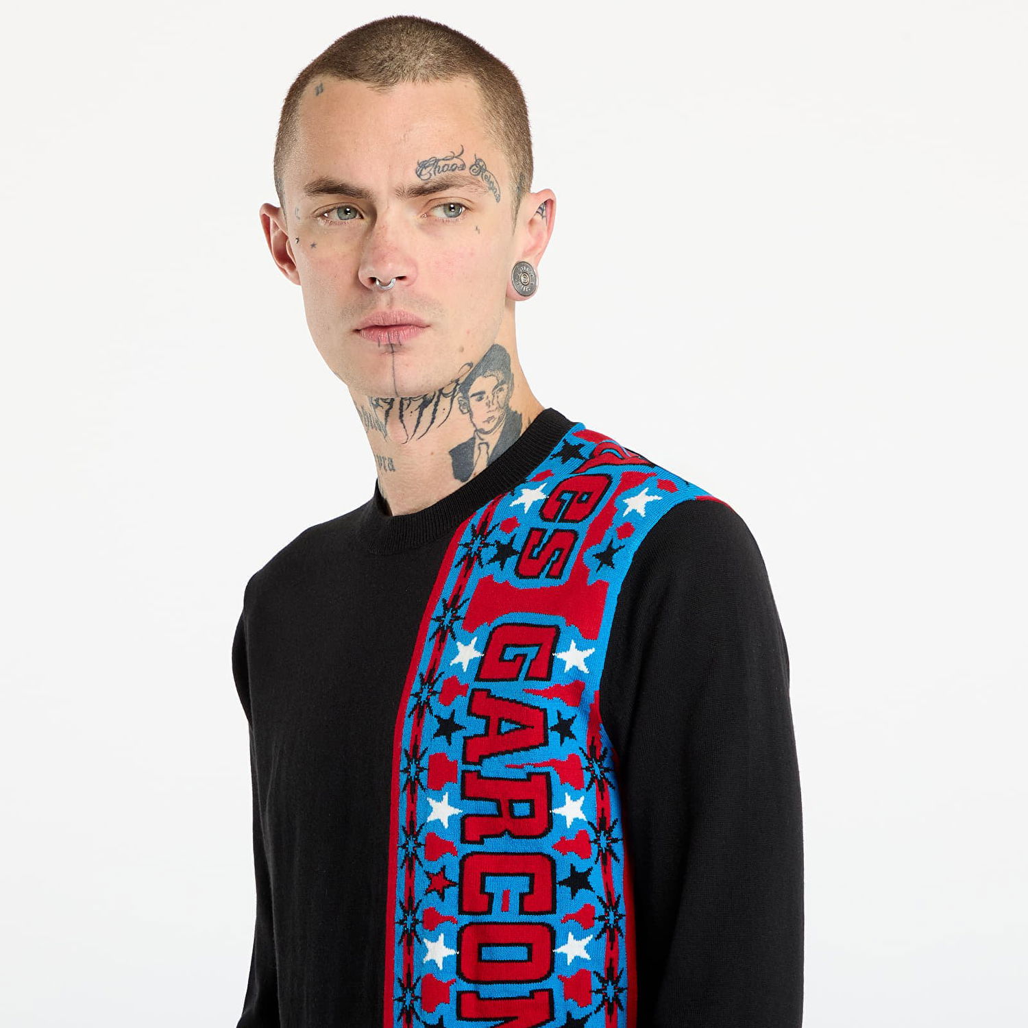 Sweater Comme des Garçons Comme des Garçons SHIRT Soccer Scarf Knitted Sweater Svart | FP-N004-W25 Black, 1