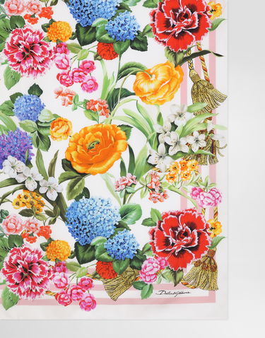 Halsduk Dolce & Gabbana Dolce & Gabbana Floral-Print Silk Twill Square Scarf Flerfärgad | FN090RGDCV9HD5KU, 1