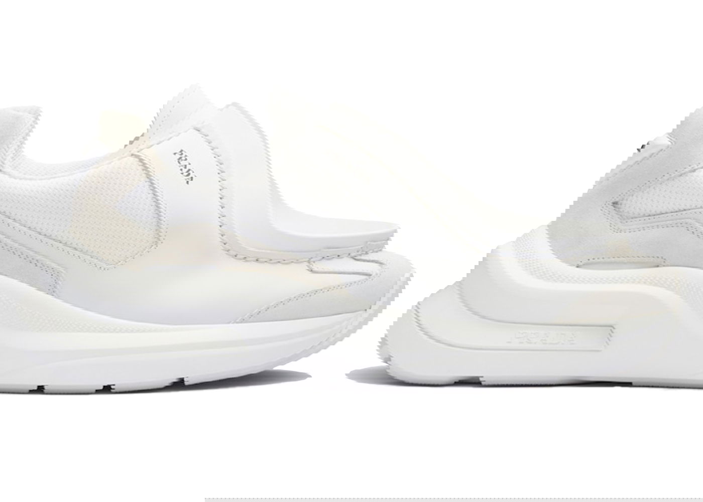 Sneakers och skor Prada Brushed Leather Bike Fabric Suede "White" Vit | 2EG424_3C37_F0009, 0