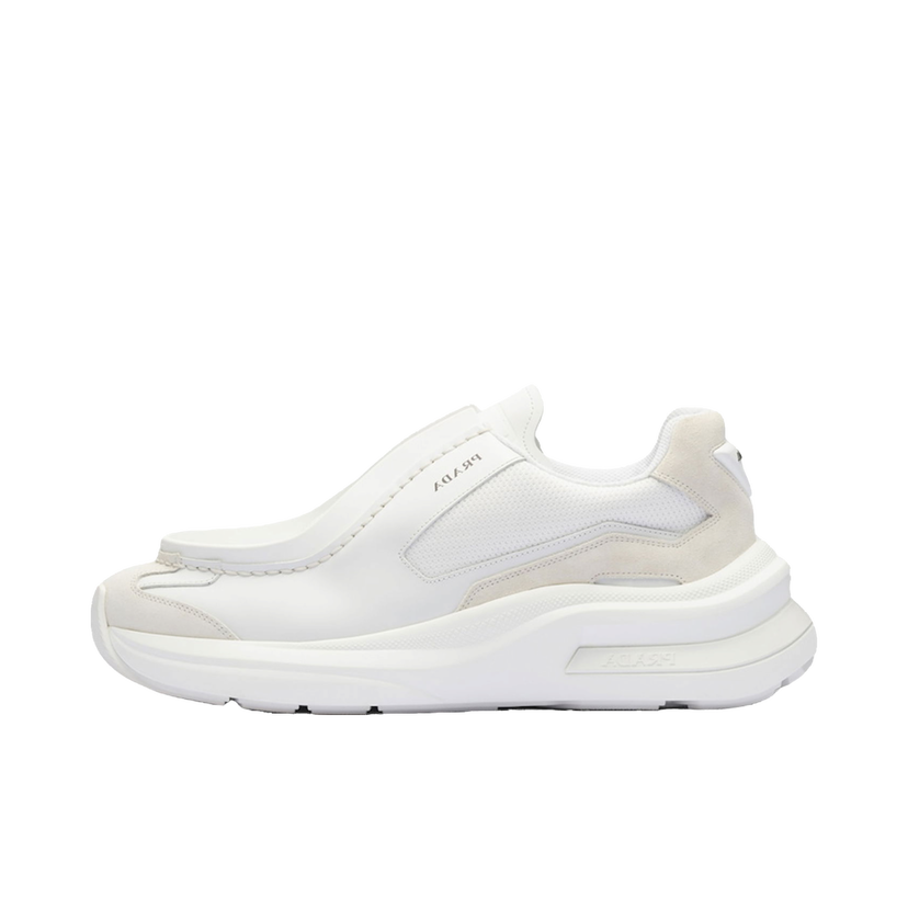 Sneakers och skor Prada Brushed Leather Bike Fabric Suede "White" Vit | 2EG424_3C37_F0009