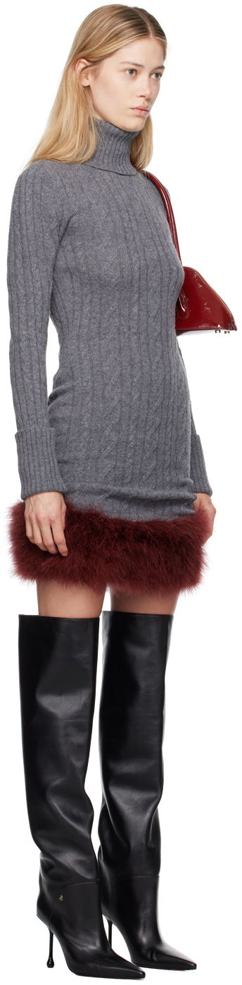 Klä Blumarine Blumarine Turtleneck Dress With Fur Grå | A422A505A, 1