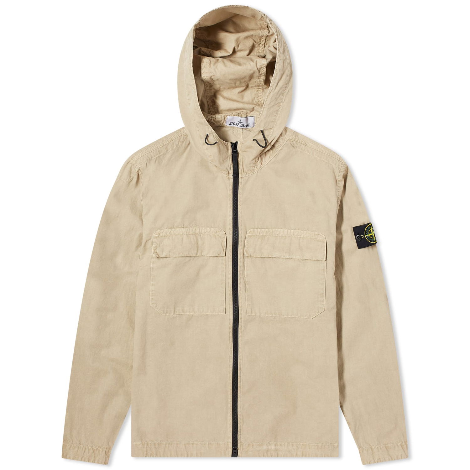 Jacka Stone Island Brushed Cotton Canvas Hooded Overshirt Beige | 8015106WN-V0195, 0