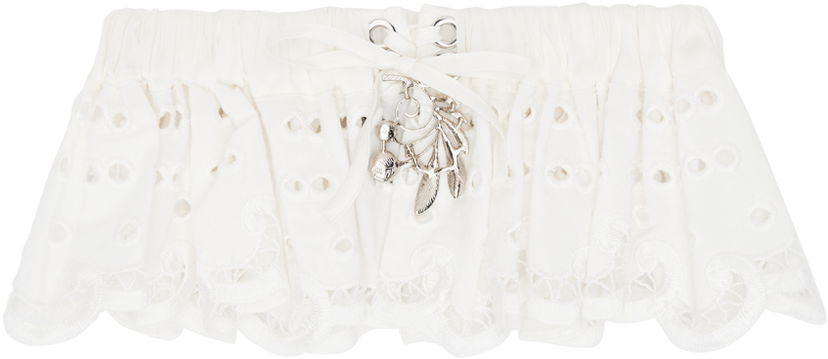 Bälten Chopova Lowena Exclusive Off-White Ruffled Garter Vit | W6340