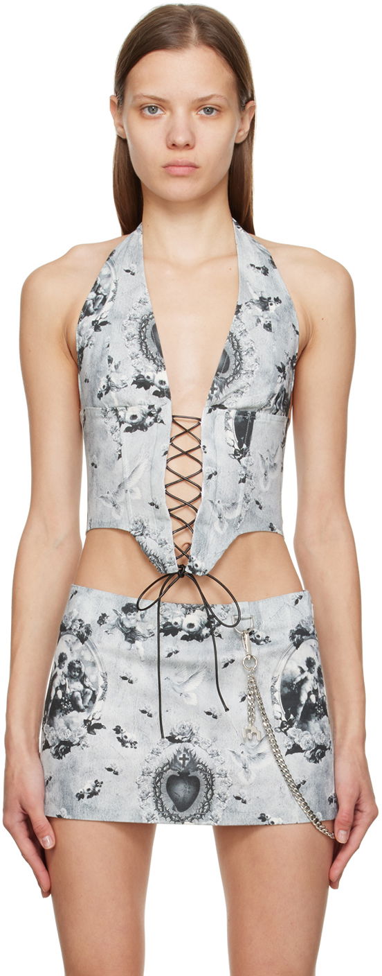 Kjol Miaou Miaou Mara Lace-Up Corset Top Grå | 7048SCPAR