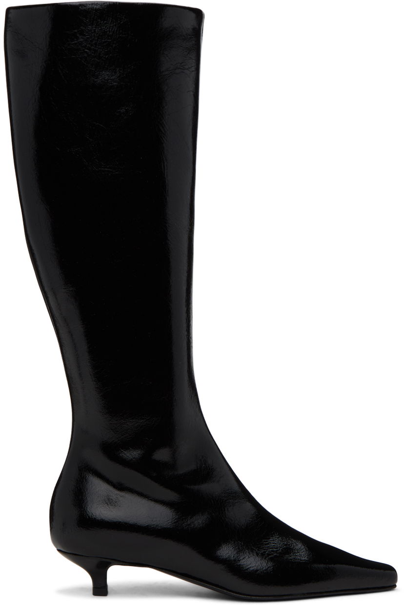 Klä TOTEME Totême 'The Slim' Kitten Heel Knee-High Boots Svart | 241-WAS954-LE0046