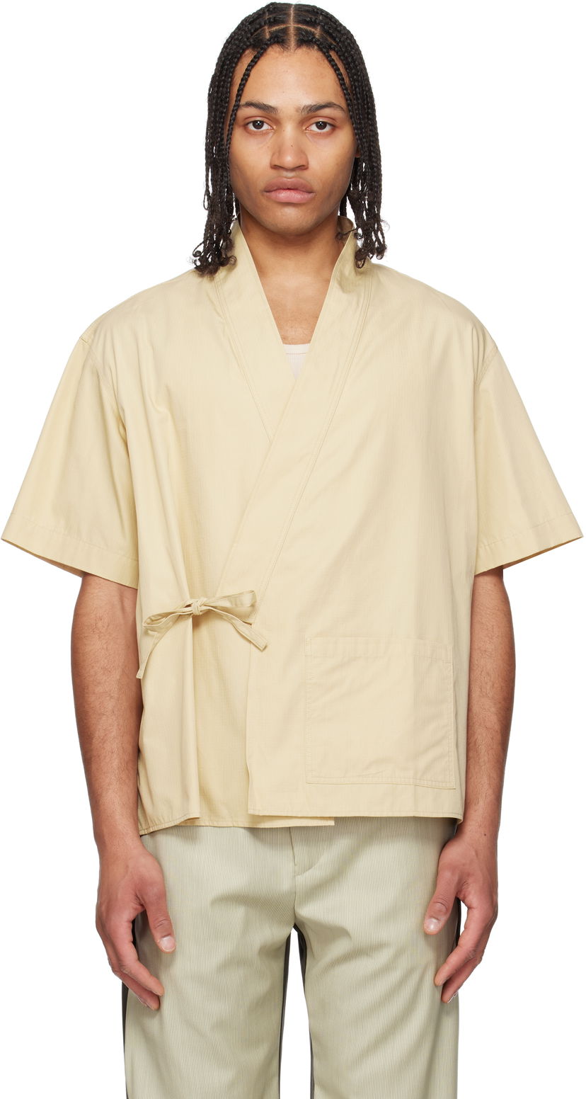 Skjorta KENZO Kenzo Kimono Wrap Shirt Beige | FF55CH1289SC