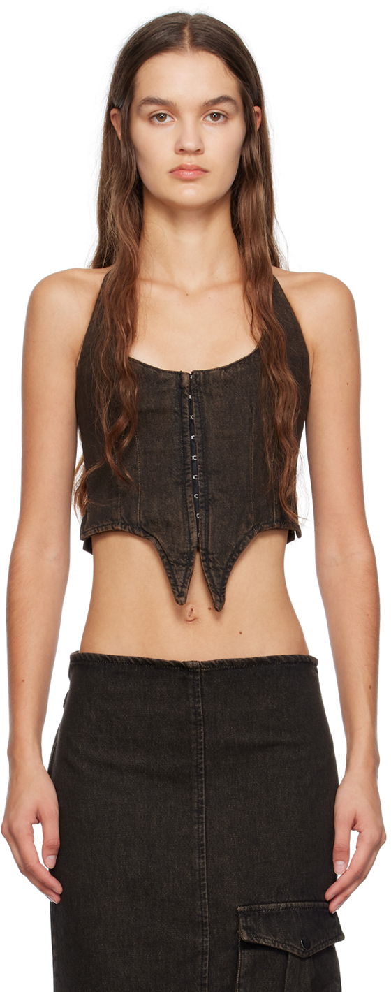 Linne Miaou Miaou Dani Denim Halter Top Brun | 7077SD4BLK