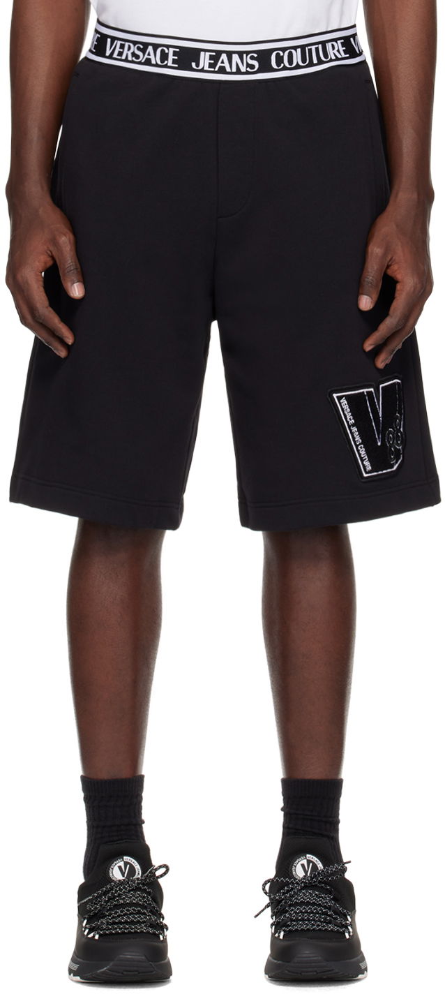 Shorts Versace Couture Black V-Patch Shorts Svart | E76GADG04_ECF01G