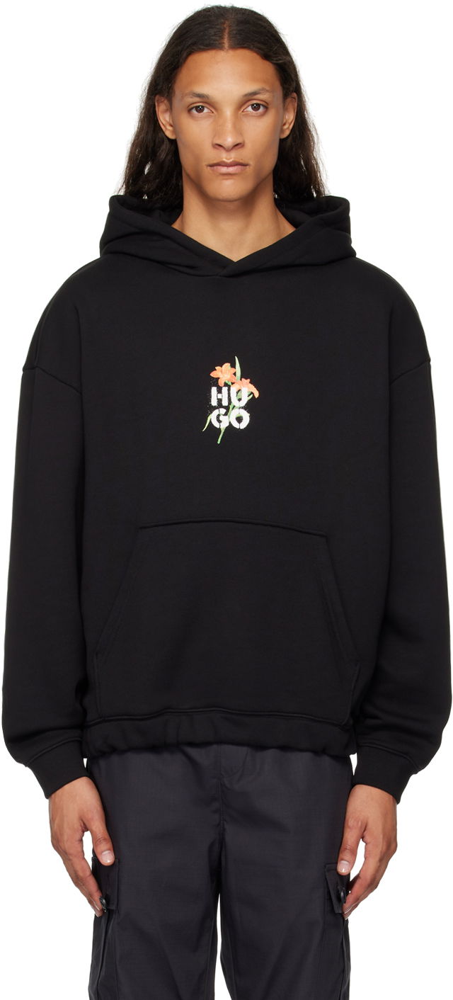 Sweatshirt BOSS Floral Hoodie Svart | 50517408