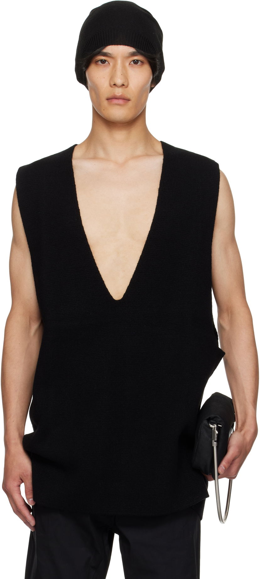 Linne Rick Owens Rick Owens Concordians V-Neck Tank Top Svart | RU02E1683 CHWSR