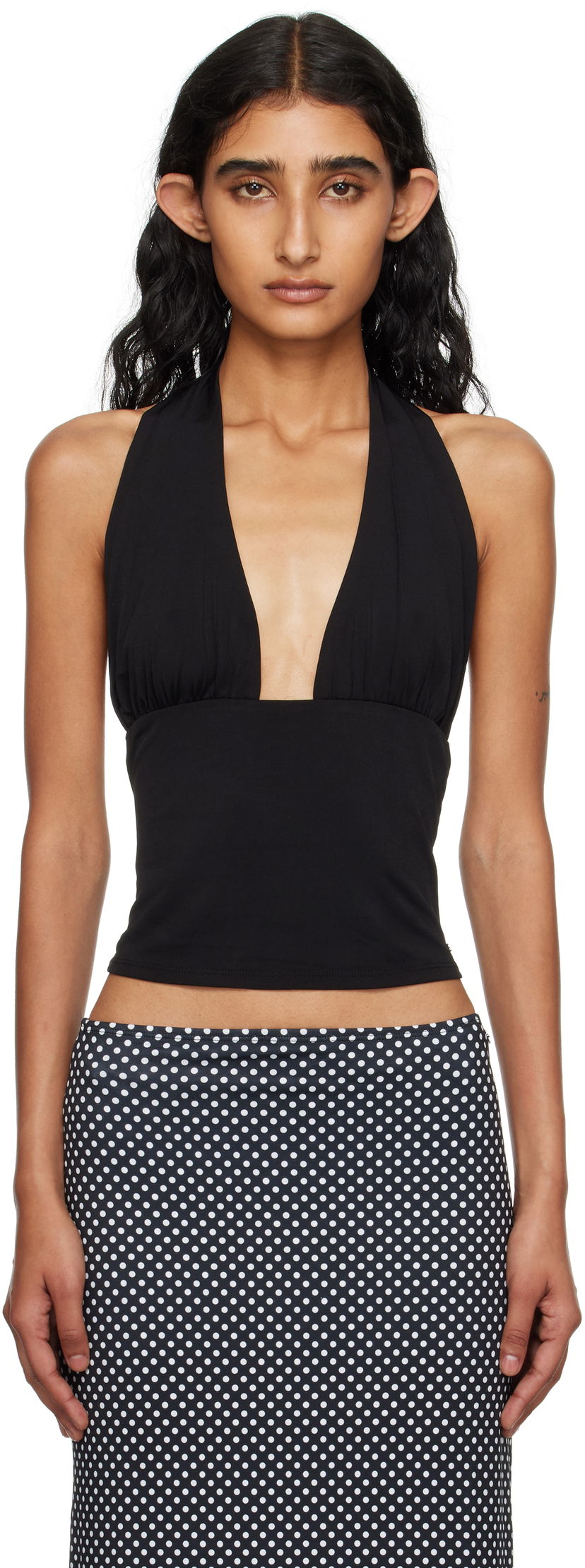 Linne Miaou Miaou Mathilde Halter Neck Top Svart | 7189VISBLK