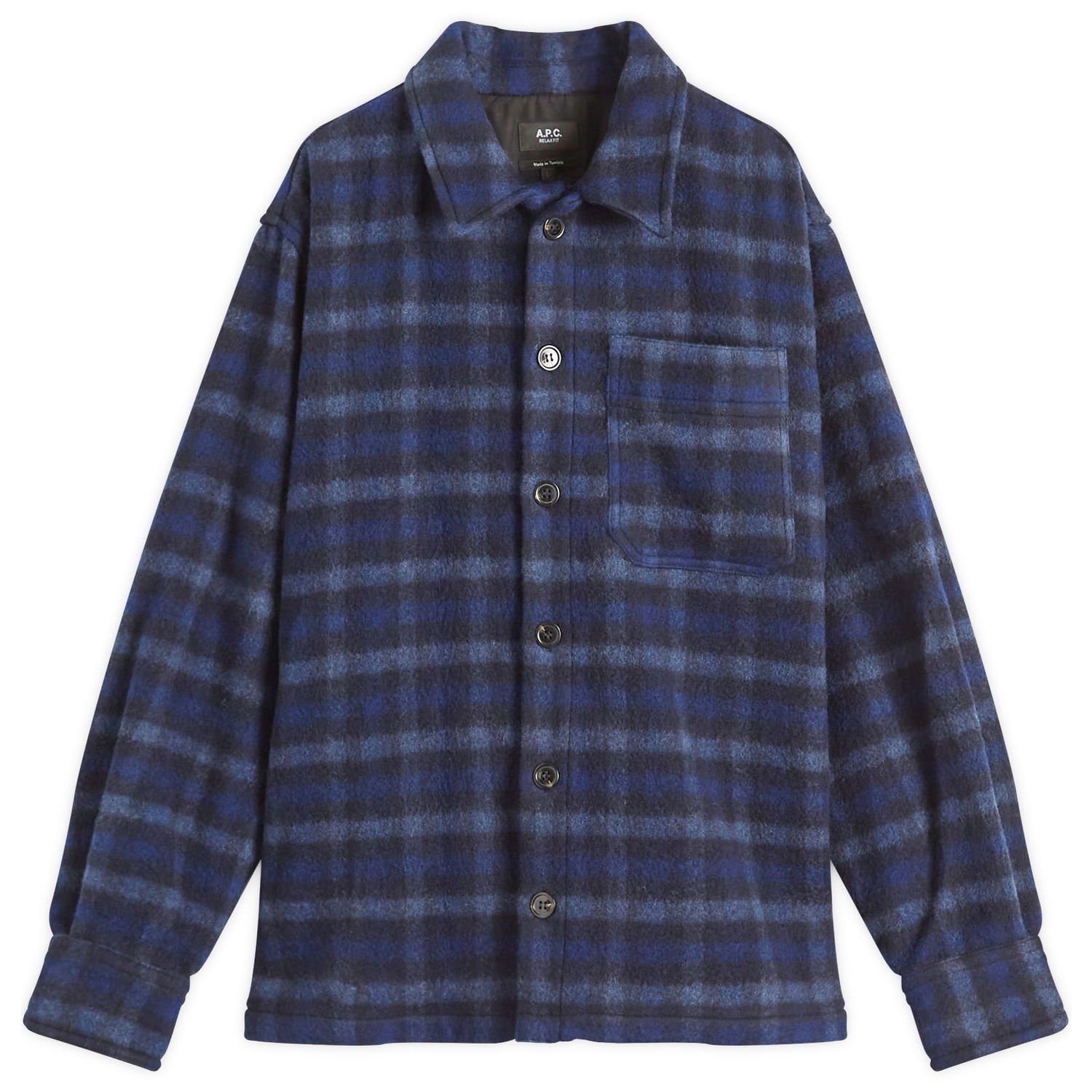 Skjorta A.P.C. A.P.C. Stanley Check Wool Overshirt Blå | WOASI-H02989-IAK, 1