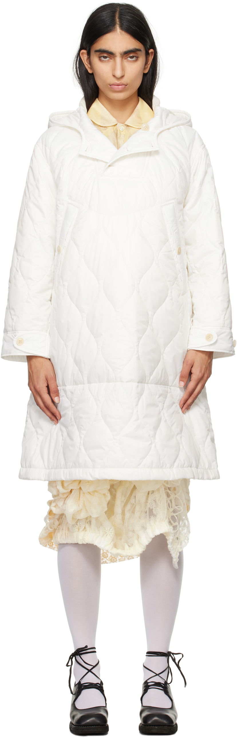 Pufferjacka Comme des Garçons Comme Des Garcons Quilted Hooded Coat Vit | TN-O013-051