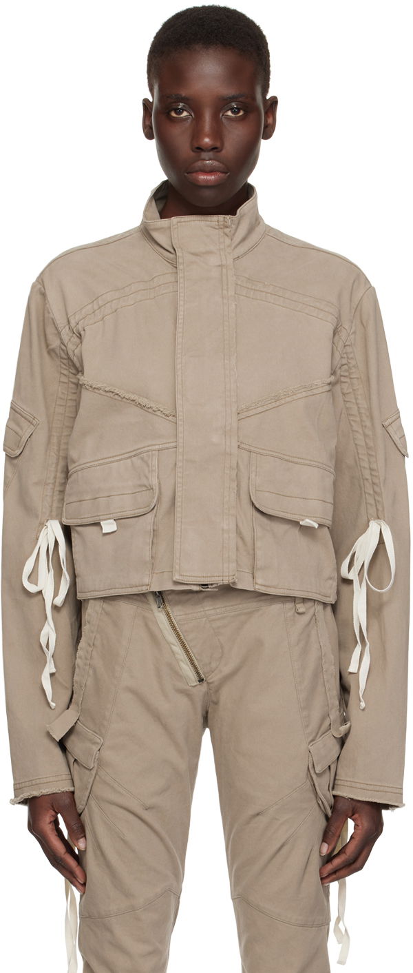 Jacka Ottolinger Ottolinger Drawstring Crop Jacket Beige | 0904001