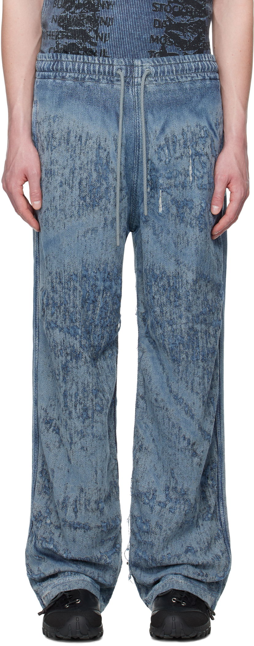 Träningsbyxor Diesel Diesel D-Enimos-FSG Acid Wash Drawstring Lounge Pants Blå | A18936-068RQ-01