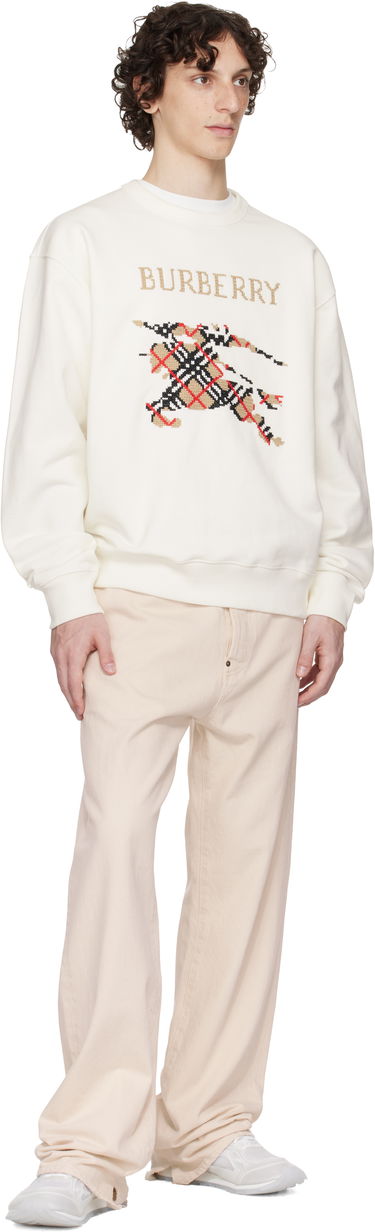 Sweatshirt Burberry Burberry Intarsia EKD Sweatshirt Vit | 8110547, 3