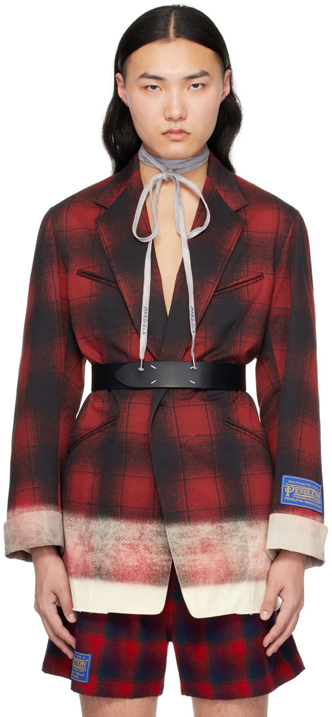 Skjorta Maison Margiela Contrast Plaid Blazer Röd | S50BN0515 M35005