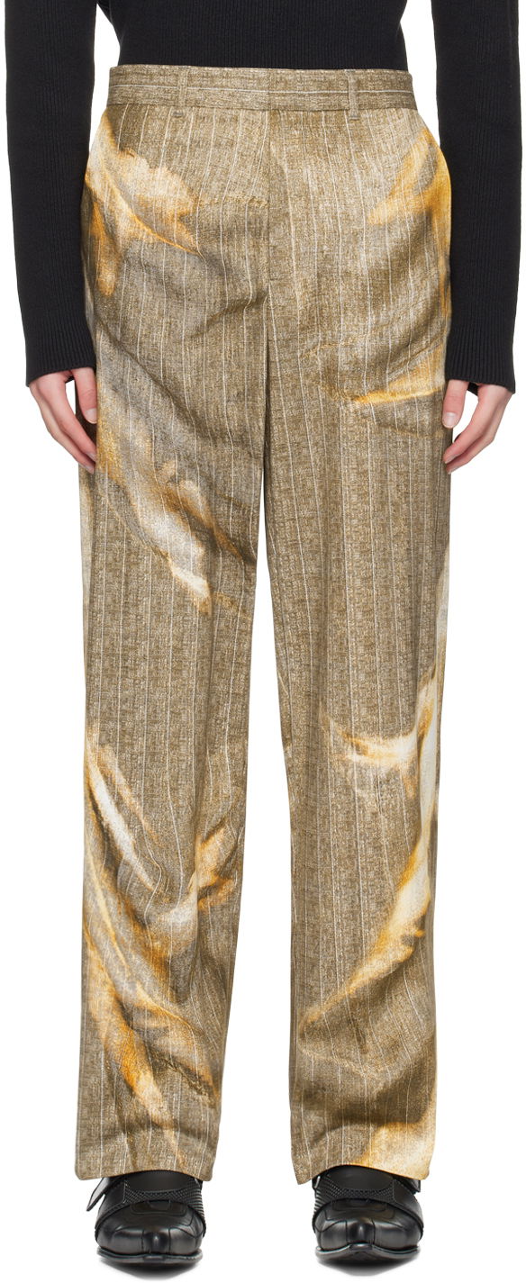 Byxor Y/PROJECT Printed Trousers Beige | 201PA002
