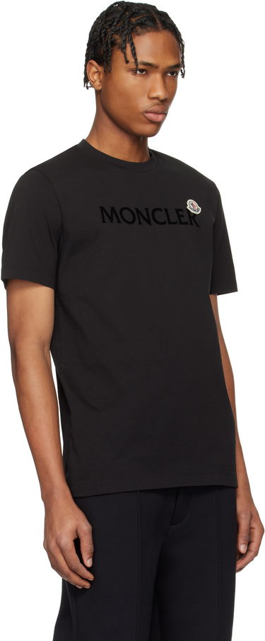 T-shirt Moncler Moncler Flocked Logo Cotton T-Shirt Svart | K10918C000758390T, 1