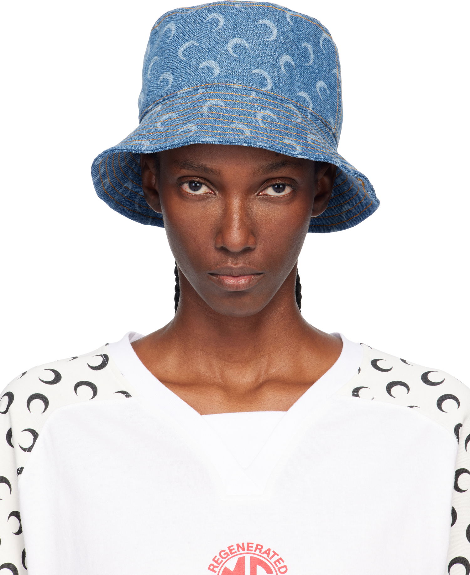 Hatt Marine Serre Marine Serre Moon Laser Denim Bucket Hat Blå | UHG030ACDEN0002, 0