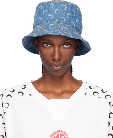 Hatt Marine Serre Marine Serre Moon Laser Denim Bucket Hat Blå | UHG030ACDEN0002, 0