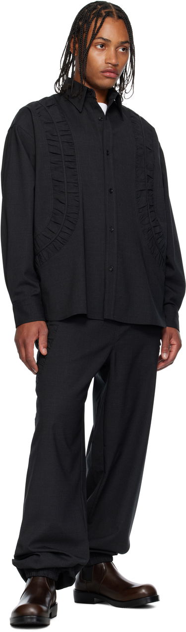 Skjorta sage NATION SAGE NATION Fossil Wool Shirt Svart | S081 Fossil Shirt, 3