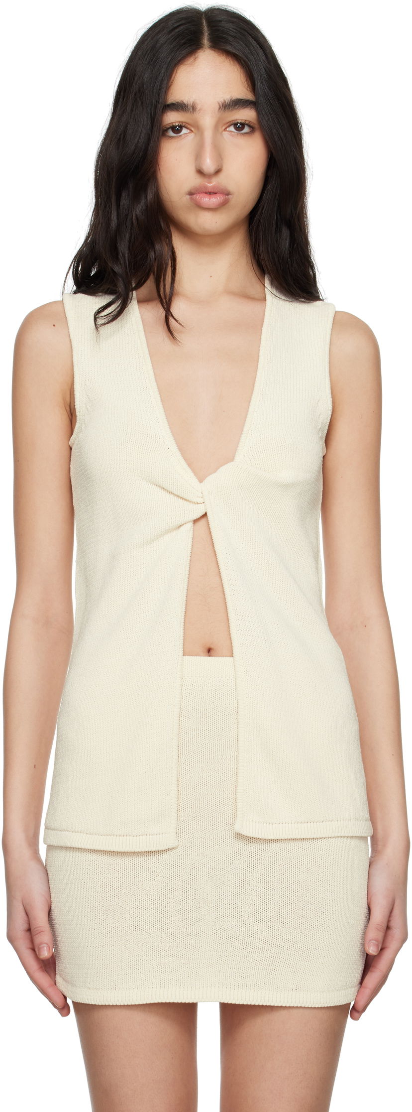 Kjol BEC + BRIDGE BEC + BRIDGE Milla Twist Knit Tank Top Beige | A25-21701