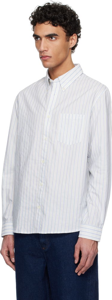 Skjorta A.P.C. A.P.C. Edouard Brodée Striped Button-Down Shirt Vit | COHFZ-H12509, 3