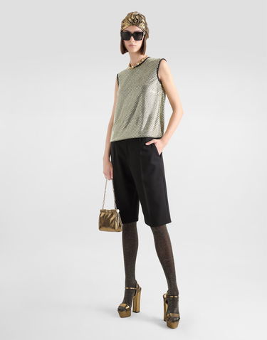 Linne Dolce & Gabbana Sleeveless Crystal Mesh Blouse Metallisk | F7AK7ZFLSK3S0997, 1