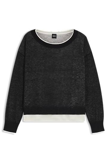 Sweater BOSS Knitted sweater with layered design Svart | 50542875, 0