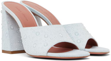 Tillbehör Amina Muaddi Amina Muaddi Brigitte Crystal Heeled Sandals Blå | BRIGITTE CRYSTAL SLIPPER BLOCK, 3