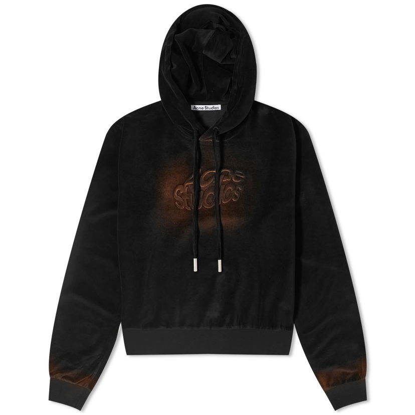 Sweatshirt Acne Studios Velour Logo Hoodie Svart | CI0162-900