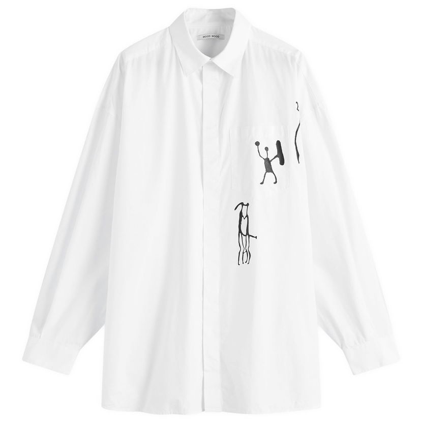 Skjorta WOOD WOOD Oversized Print Shirt White Large Vit | 30250229-0001